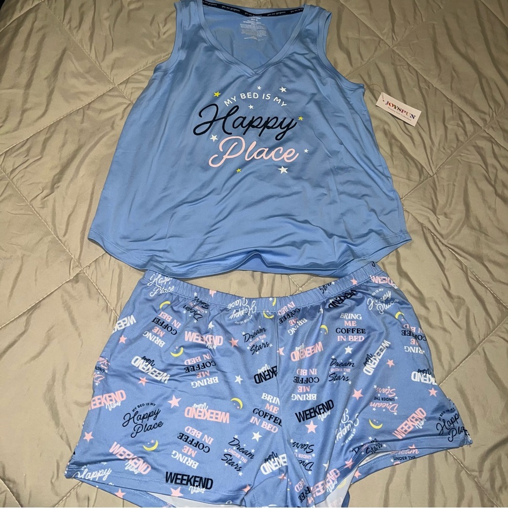 Happy Place Blue Pajama Set